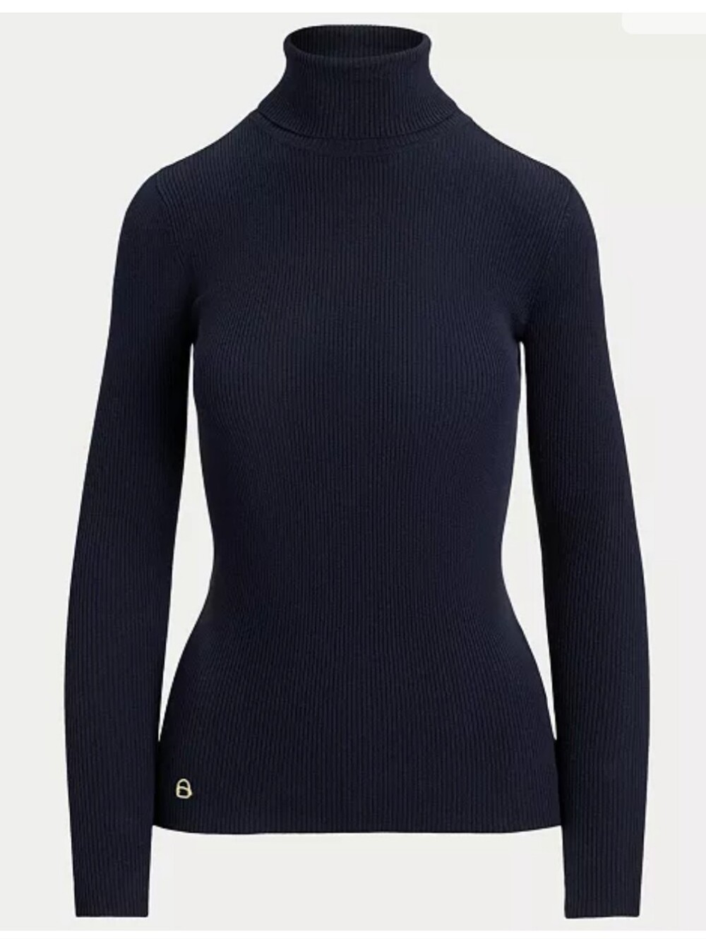 Ralph Lauren Navy Ribbed Turtleneck Top Size SP Like New Minimalist Quiet Luxury